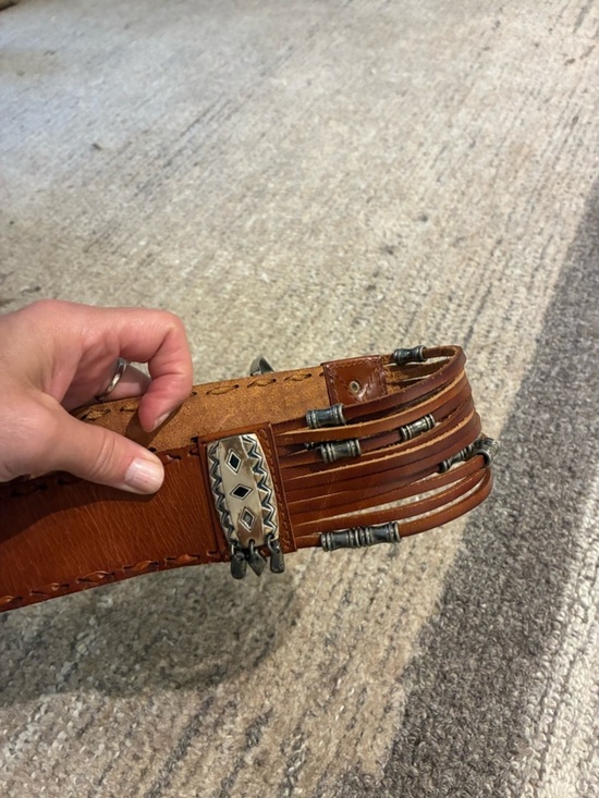 Vintage Western Brown Leather Belt | Silver Ornate Buckle Sz Small